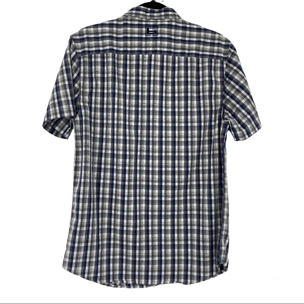 Banded Plaid Short Sleeve Button Up Shirt Small - Picture 2 of 11